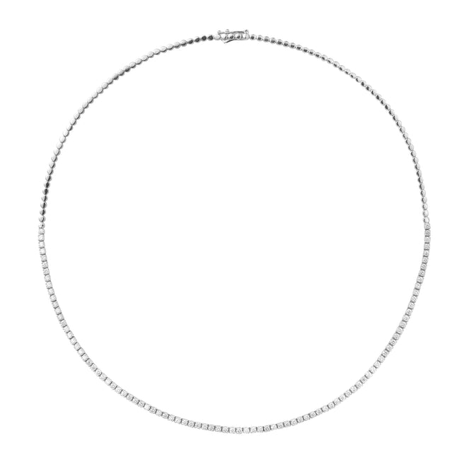 Classic Line Tennis Necklace - Naszyjnik tenisowy z białego złota z diamentami