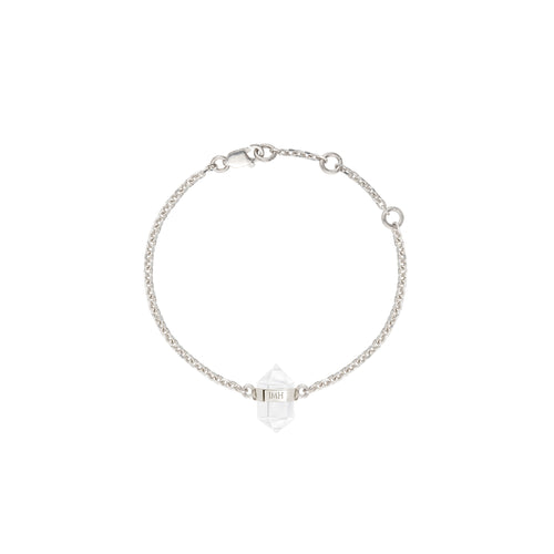 Srebrna bransoletka z kryształem górskim