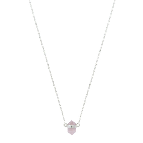 Srebrny choker z różowym kwarcem