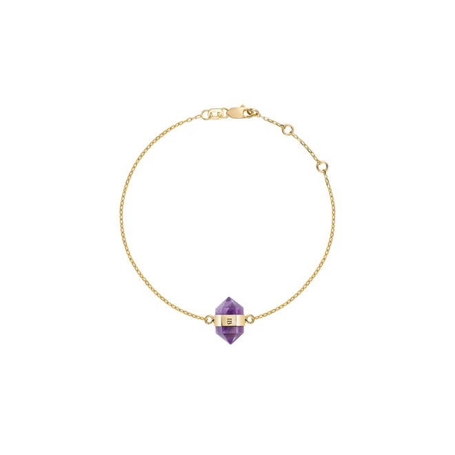 Złota bransoletka z ametystem