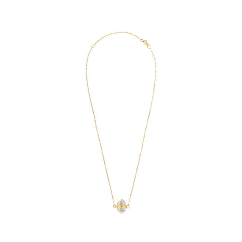 Złoty choker z kryształem górskim