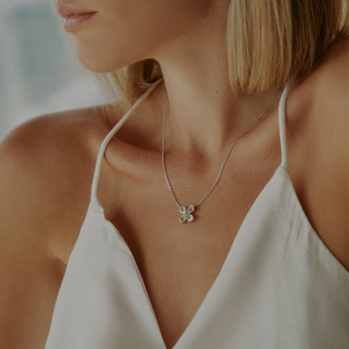 Złoty naszyjnik koniczynka z topazem