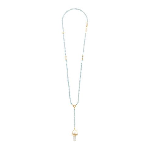 Złoty naszyjnik z akwamarynem