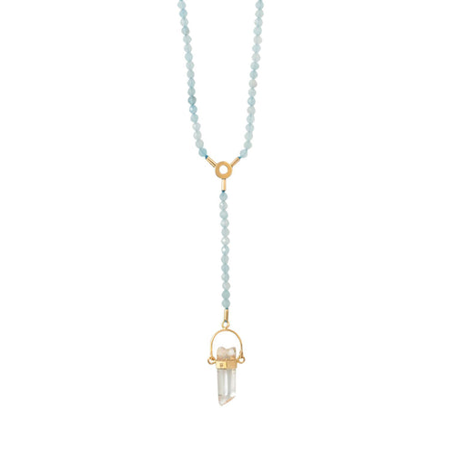 Złoty naszyjnik z akwamarynem