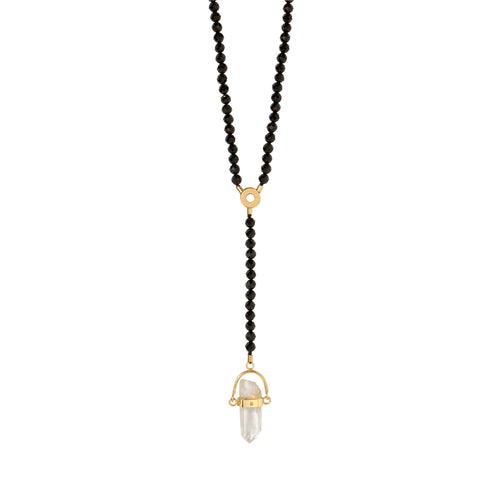 Złoty naszyjnik z czarnym spinelem