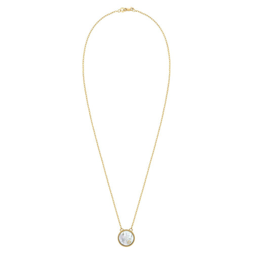 Złoty naszyjnik z masą perłową i diamentem