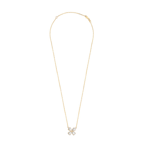 Złoty naszyjnik z masą perłową koniczynka Ceremony