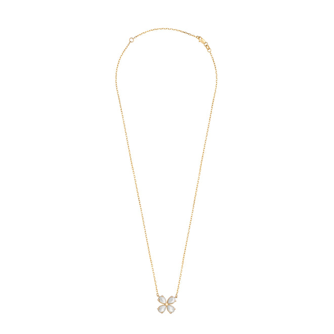 Złoty naszyjnik z masą perłową koniczynka Ceremony