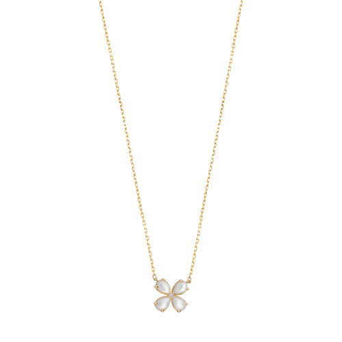 Złoty naszyjnik z masą perłową koniczynka Ceremony