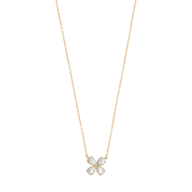 Złoty naszyjnik z masą perłową koniczynka Ceremony