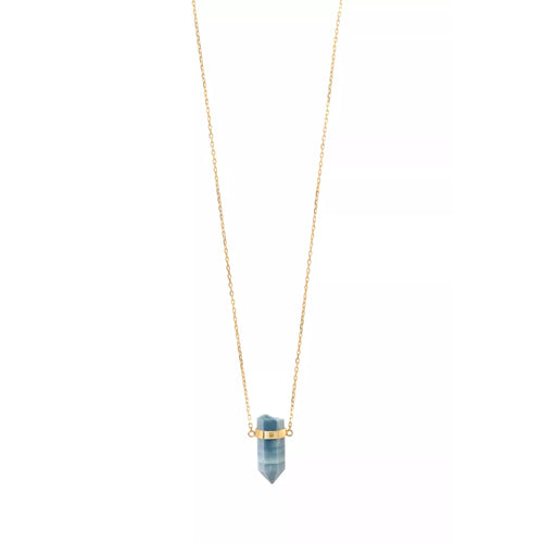 Złoty naszyjnik z niebieskim opalem