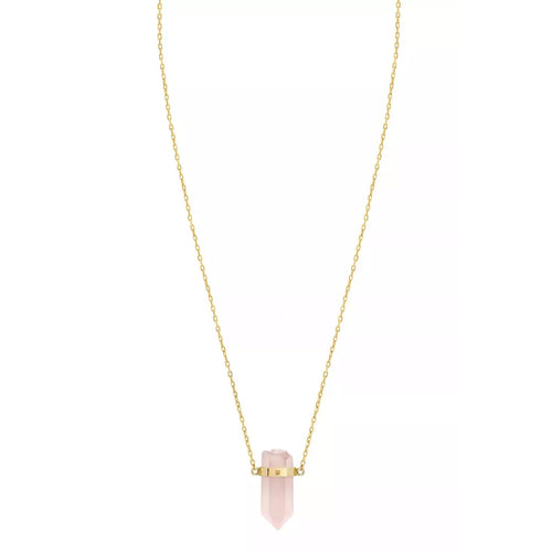 Złoty naszyjnik z różowym kwarcem