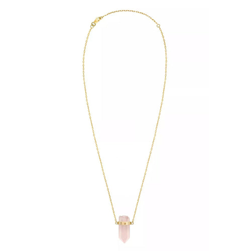 Złoty naszyjnik z różowym kwarcem