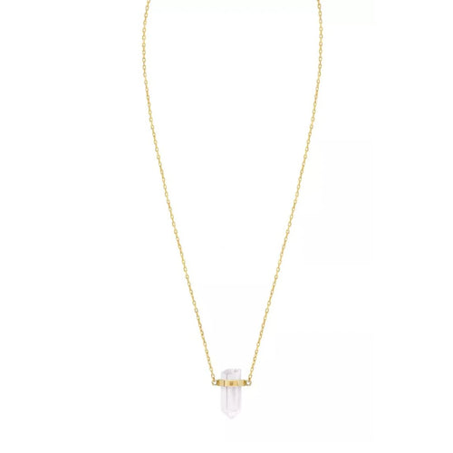 Złoty naszyjnik Gaia z kryształem górskim