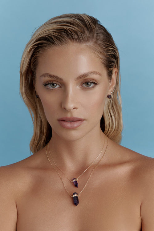 Złoty choker z mini ametystem