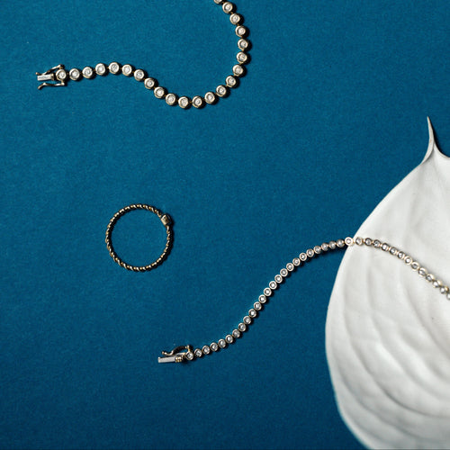 Small Bubble Tennis Bracelet - Bransoletka tenisowa z żółtego złota z diamentami o okrągłym szlifie 0,33 ct
