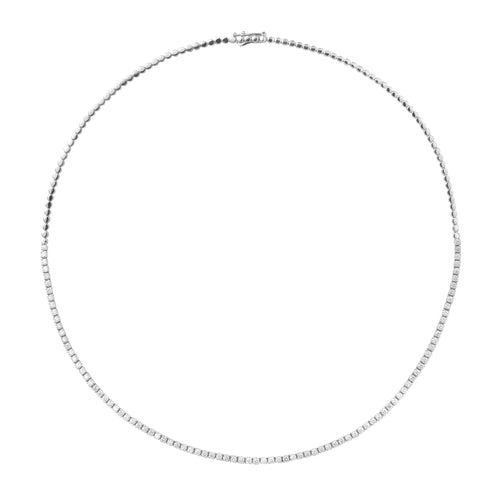 Classic Line Tennis Necklace - Naszyjnik tenisowy z białego złota z diamentami