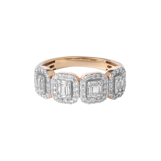 Mosaïque Ring – Złoty pierścionek z diamentami o różnych szlifach