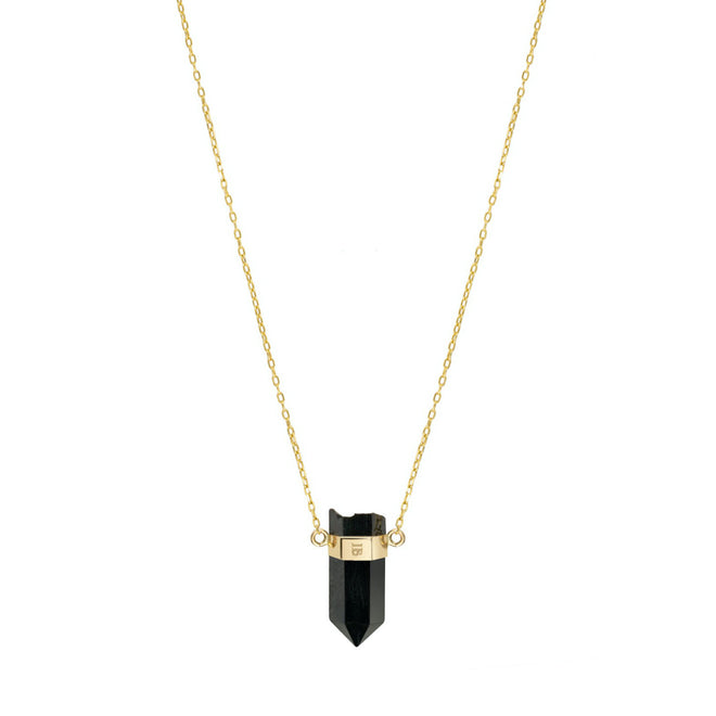 Złoty choker z mini czarnym onyksem